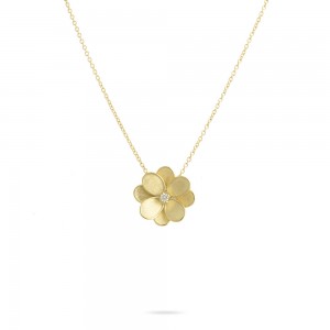 Marco Bicego 18K Yellow Gold Petali Collection Diamond Small Flower Pendant Necklace